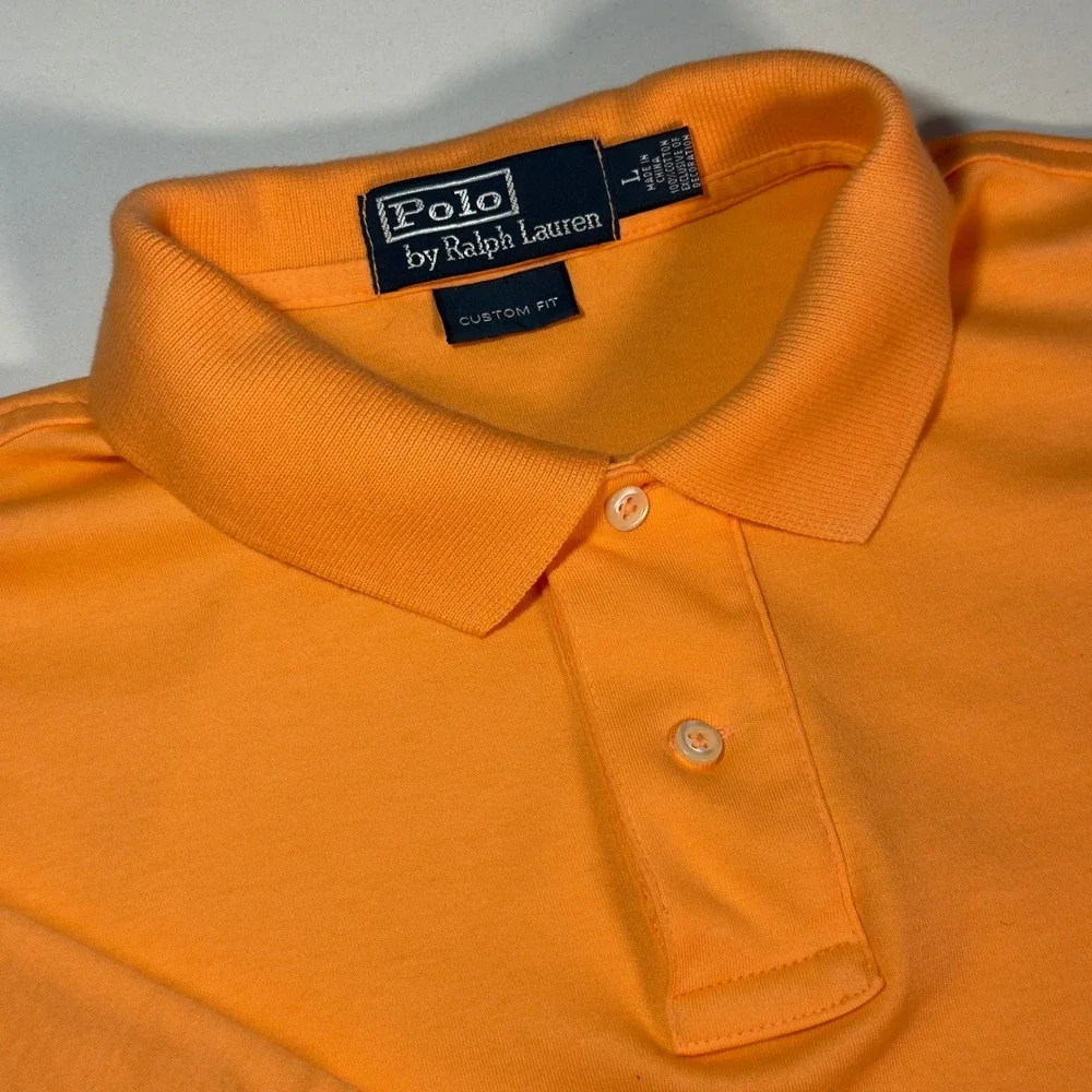 Polo Ralph Lauren Polo Shirt Mens L Orange Excellent Custom Fit Pony Logo